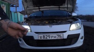 замена габаритных лампочек в фарах рено меган 3