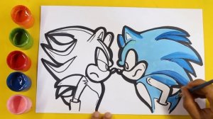 Coloring and Drawing SONIC and SHADOW The Hedgehog (2020) Pintar a SONIC con Temperas Play color
