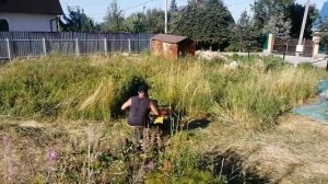 Роторная косилка-комбайн на базе мотоблока.