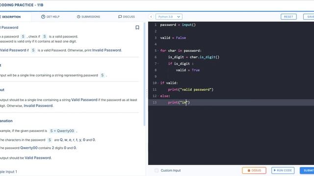 ccbp | python | coding practice 11B | Valid Password