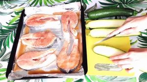 Salmon with vegetables baked in the oven. Семга с овощами запеченная в духовке