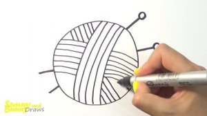 Рисунок и раскраска Клубок ниток со спицами ? - Рисунки для детей | Sunny and Bunny Draws