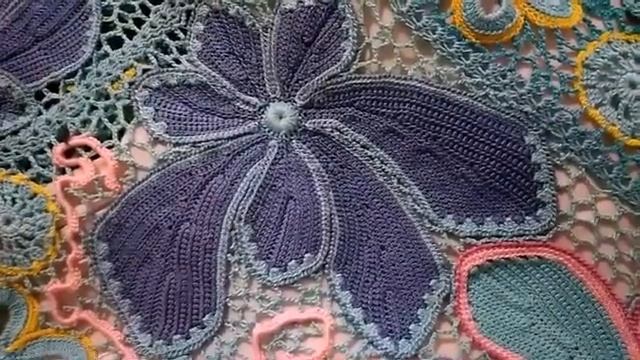 Вязание крючком.Ирландское кружево.Платье "Голубая лагуна".