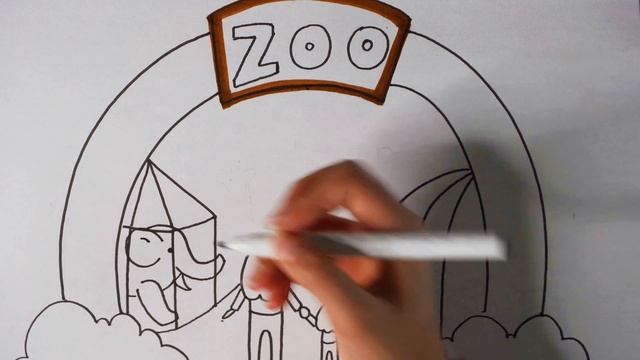 HOW to draw a Zoo entrance filled with animals! смотреть онлайн