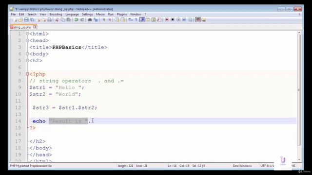 String Operator in PHP | PHP Tutorial for Beginners | PHP Programming Language tutorial | PHP Cours