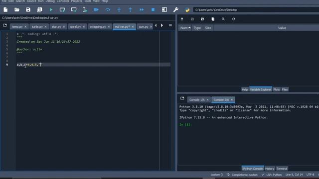 Python One Liners lec 2 - Multiple Variable Assignment@Easy Engineering in Tamil@Python Programmer