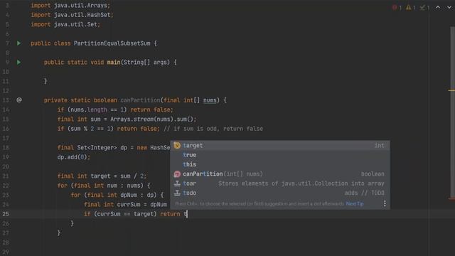 59 - Partition Equal Subset Sum - Final DP solution in Java