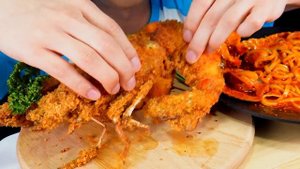 ASMR 대왕 킹타이거 새우튀김?매운 가리비 우동볶음면 표고버섯조림 먹방!Big Fried Shrimp With Spicy Noodles Sp