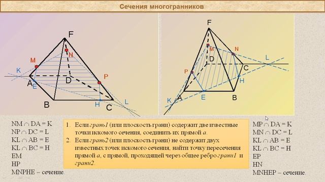 Постройте сечение многогранников плоскостью. Построить сечение плоскостью проходящей через три точки. построить сечение плоскостью проходящей через точки dek. построить сечение тетраэдра задачи 10 класс. построение сечений тетраэдра.