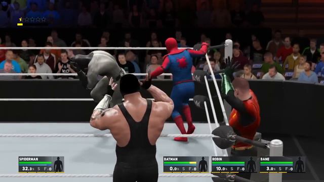 WWE 2K17 Spiderman VS Batman,Robin,Bane In A 1 VS 3 Handicap Match смотреть онлайн