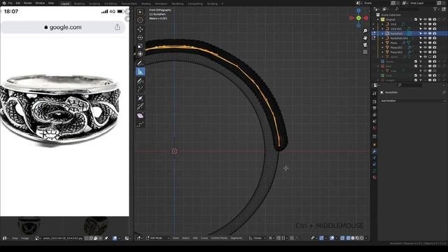 Blender 3D. Кольцо уроборос