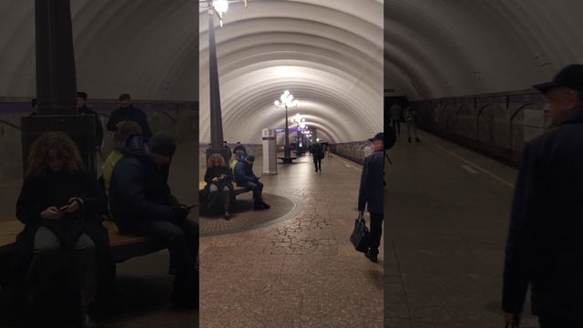 metro St.Petersburg,Violet Line,Staraya Derevnya - interior view, arrival and departure of the trai