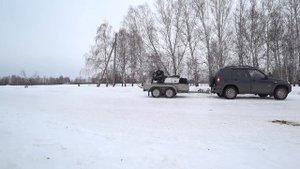 Мотобуксировщик БТС 500 с лыжным модулем. Транспортировка мотособаки на далёкие расстояния.