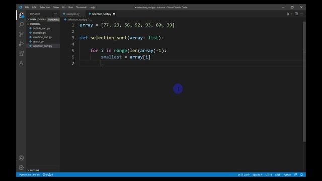 selection sort explanation | python code | searching & sorting #4