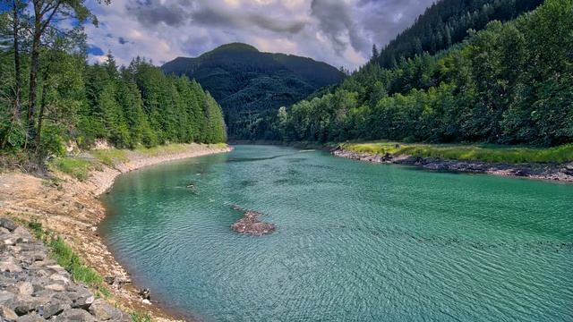 Картинка природа. Washington State, деревья, горы, пейзаж, лес, Riffe Lake, JPEG