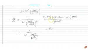 If  `y=tan^(- 1)((cosx)/(1+sinx))`, find  `(dy)/(dx)`