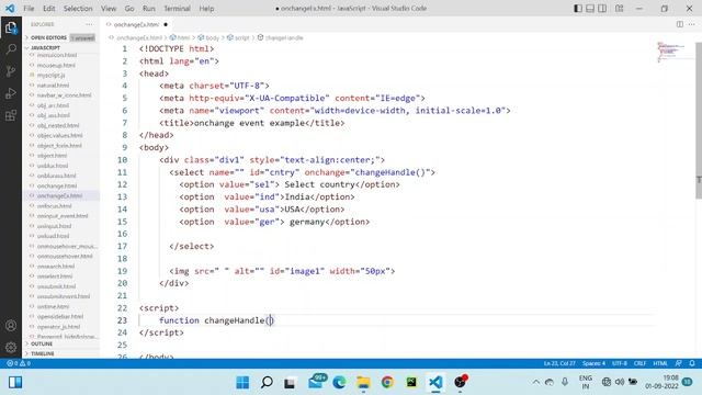 Onchange event in javascript | onchange event example in js