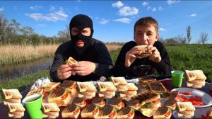 Кто быстрее съёст 10 бургеров на костре. Еда на скорость, съесть бургеры