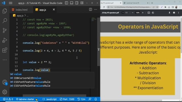 JavaScript Operators | Math operators | Assignment Operators | Hindi/Urdu | JavaScript Tutorial #5