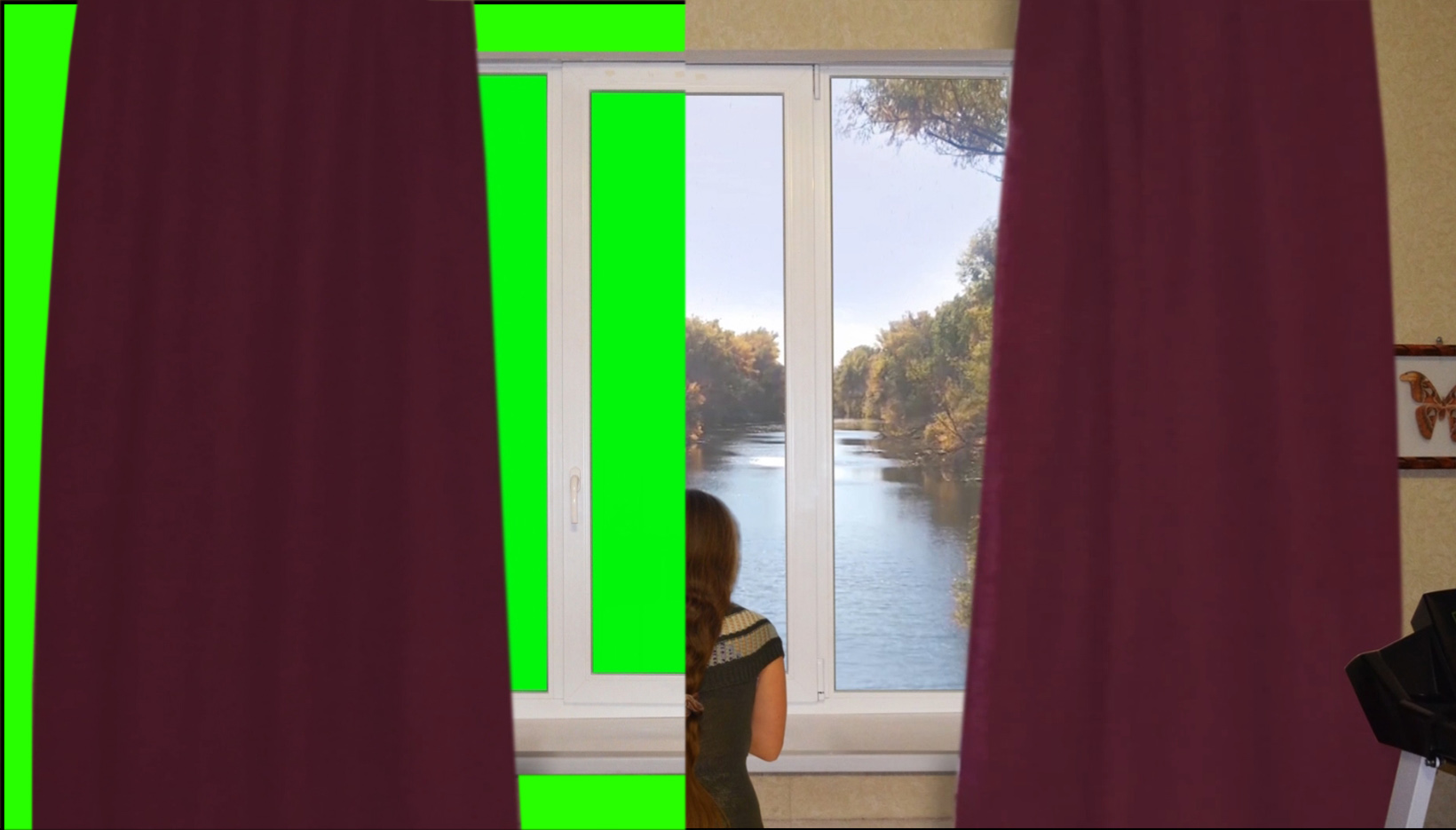 Футаж окна на зеленом фоне. Открывание штор на зеленом фоне. Хромакей. Green screen. Full HD 1080р.