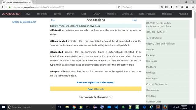 List few meta-annotations defined in Java SDK.
| javapedia.net смотреть онлайн