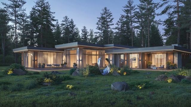 Обзор виллы с панорамным видом в стиле минимализм на берегу Волги | ONEHOUSE