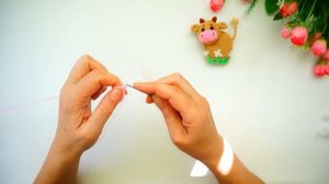 Магнит Коровка КАПЕЛЬКАкрючком . Как связать корову амигуруми . Amigurumi bull .Часть 1