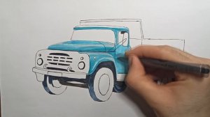 Как нарисовать ЗИЛ 130 объемно | Рисуем маркерами грузовик ЗИЛ-130