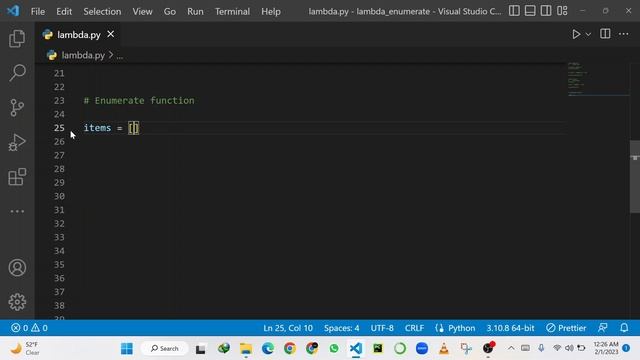 #56 Lambda function || Enumerate Function || Python Course For Absolutely Beginners
