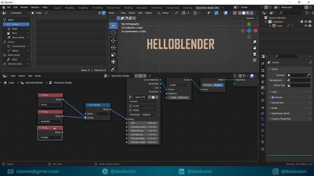 TEXT (String) NODES BlENDER 3.X - GEOMETRY NODE | Beginner Complete Tutorial
