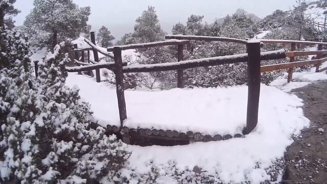 А в Новом Свете снова падает снег. Мостик Любви, покрытый снегом! Удивительное рядом! Что это_.mp4