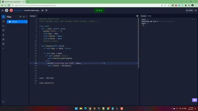 Python  - Create Binary Search Tree / Practise / SpeedCode