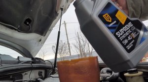 Заливка китайского масла LUBRIGARD Supreme Synthetic Pro 5W-40 в Renault Duster с двигателем F4R