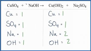 How to Balance CuSO4 + NaOH = Cu(OH)2 + Na2SO4   |  Copper (II) Sulfate plus Sodium Hydroxide