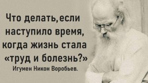 Что делать, если наступило время, когда жизнь стала «труд и болезнь?» Игумен Никон Воробьев.