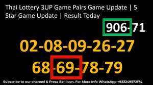 Thai Lottery 3UP Game Pairs Game Update | 5 Star Game Update | Result Today 16-6-2023
