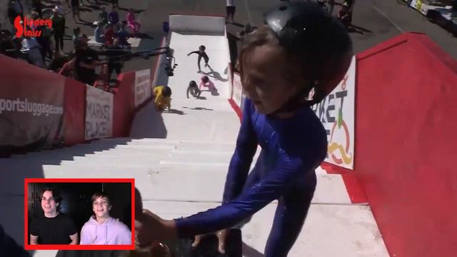 Crazy Win! Doug and Logan Call the Incredible Slippery Stairs Junior Race! смотреть онлайн