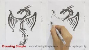 How to draw tribal dragon tattoo design #14