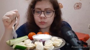АСМР Мукбанг пельмени со сметаной ????