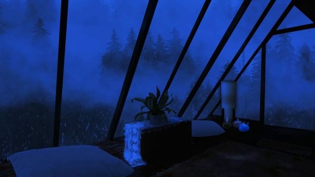 12 Hours of Extra Heavy Rain and Thunder in Foggy Glass Forest Room-Sleep instantly with Rain Sound смотреть онлайн