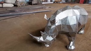 Полигональные фигуры из металла. Носорог часть 2