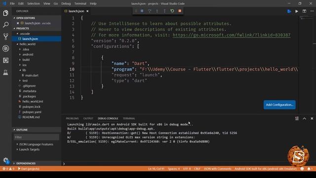 Flutter Emulator Debugging VSCode