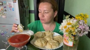 Мукбанг, манты домашние