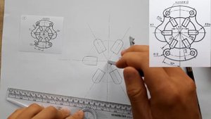 ИНЖЕНЕРНАЯ ГРАФИКА. ЗАДАНИЯ ПО ГЕОМЕТРИЧЕСКОМУ ЧЕРЧЕНИЮ. ПОСТРОИТЬ ФИГУРУ С ВНУТРЕННИМ КОНТУРОМ. №5