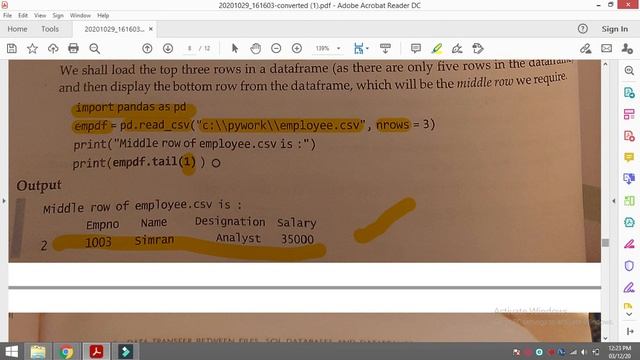 CBSE CLASS XII CH- 4 READING CSV FILE TO DATAFRAME