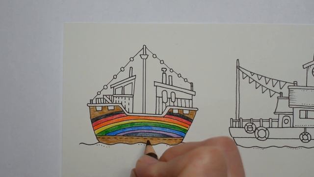 Rainbow Boats Colouring from Small Victories by Johanna Basford (Part 1) смотреть онлайн