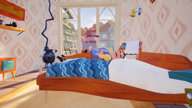 Привет Сосед что будет если по спящему соседу проехаться газонокосилкой в Hello Neighbor смотреть онлайн