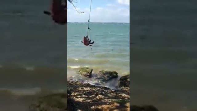 Rope swing fun Chichester harbour