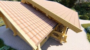 Баня из бревна с верандой и комнатой отдыха