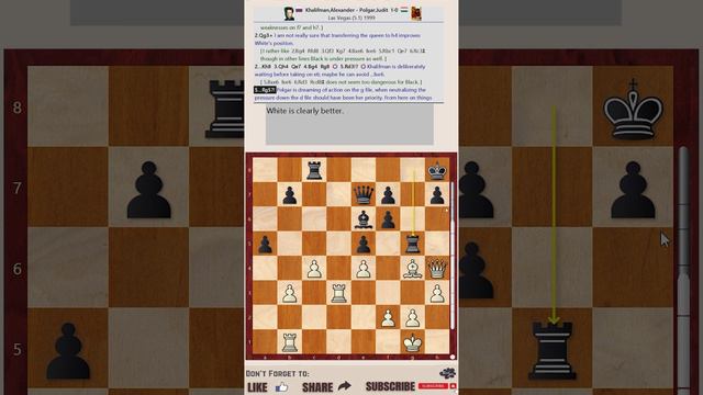 Exchange the Strong Defender || Alexander Khalifinan vs Judit Polgar (Annotation: Jacob Aagaard)